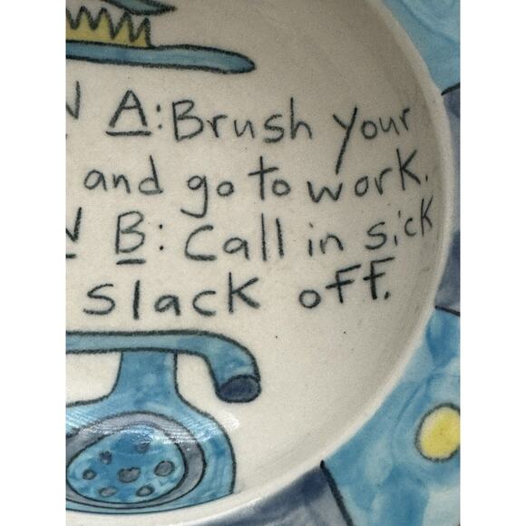 Tom Edwards Plans A And B Humorous 5.5” Diameter Bowl - Picture 6 of 9